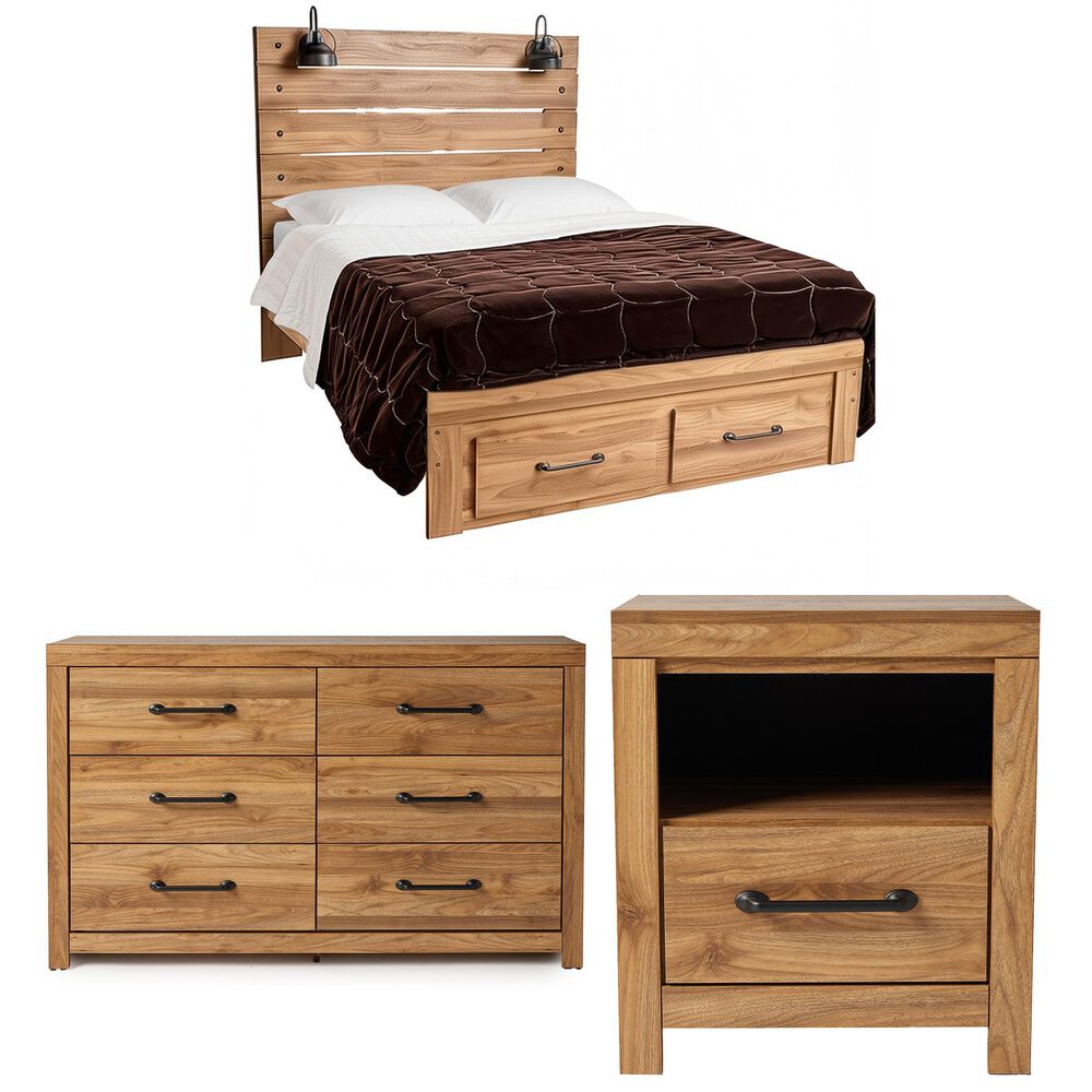 Ashley Pasklyn 3-Piece King Bedroom Set in Rich Honey Brown, , large
