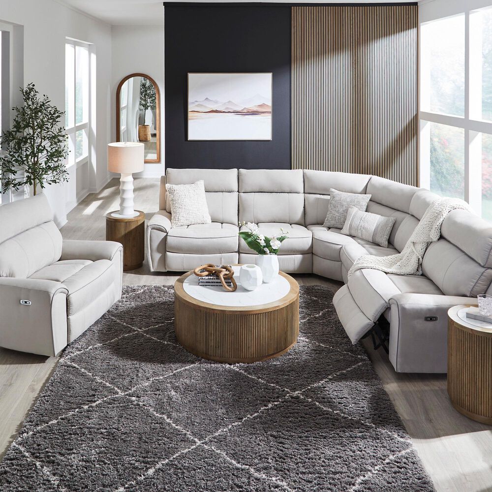Ashley Social Pointe 6-Piece Power Reversible Reclining Sectional in Pearl and Ash, , large