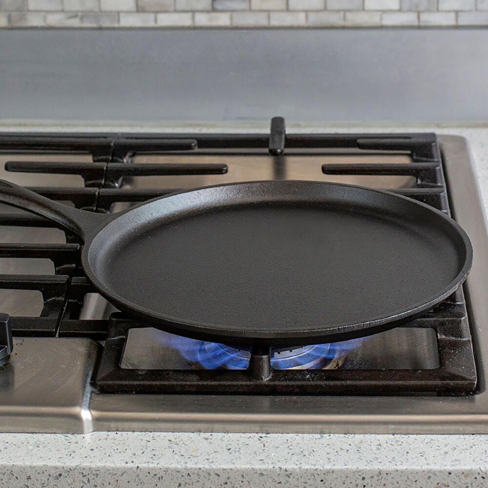 Lodge 10.5&quot; Round Cast Iron Griddle in Black, , large