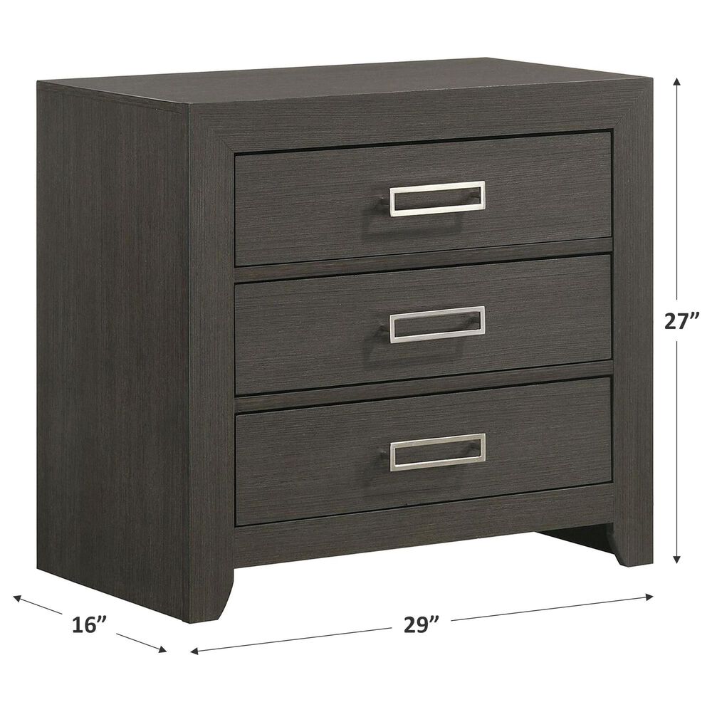 Mayberry Hill Sasha 3 Drawer Nightstand with USB in Grey, , large