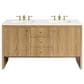 James Martin Vanities Hudson 60" Double Bathroom Vanity in Light Natural Oak with 3 cm White Zeus Quartz Top and Rectangular Sinks, , large