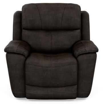 Flexsteel Cade Leather Power Recliner with Power Headrest and Lumbar in Raven, , large