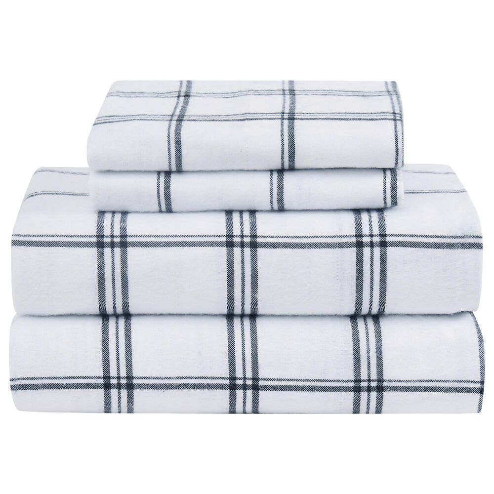Pem America Truly Soft Bristol 4-Piece Queen Sheet Set in White and Black, , large