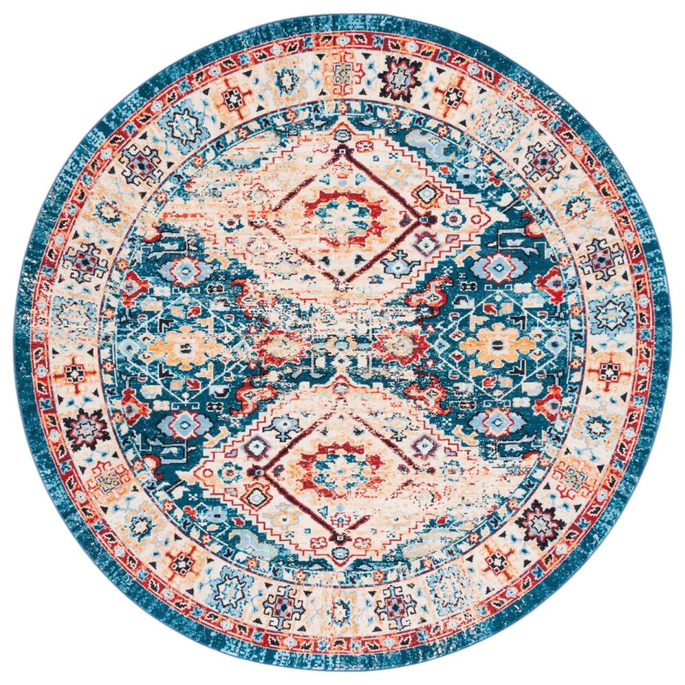Safavieh Riviera 6"7" Round Blue and Gold Area Rug, , large