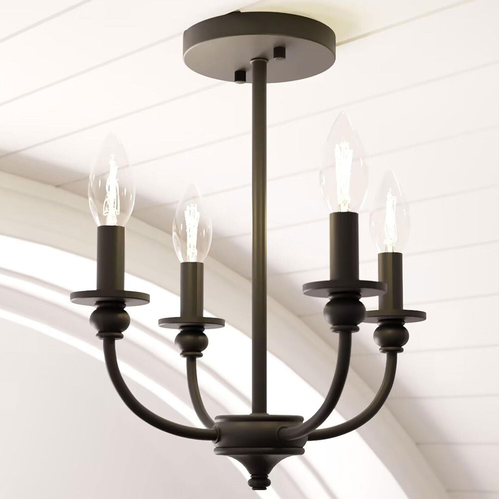 Hunter Southcrest 4-Light Semi-Flush Mount in Flat Matte Black, , large