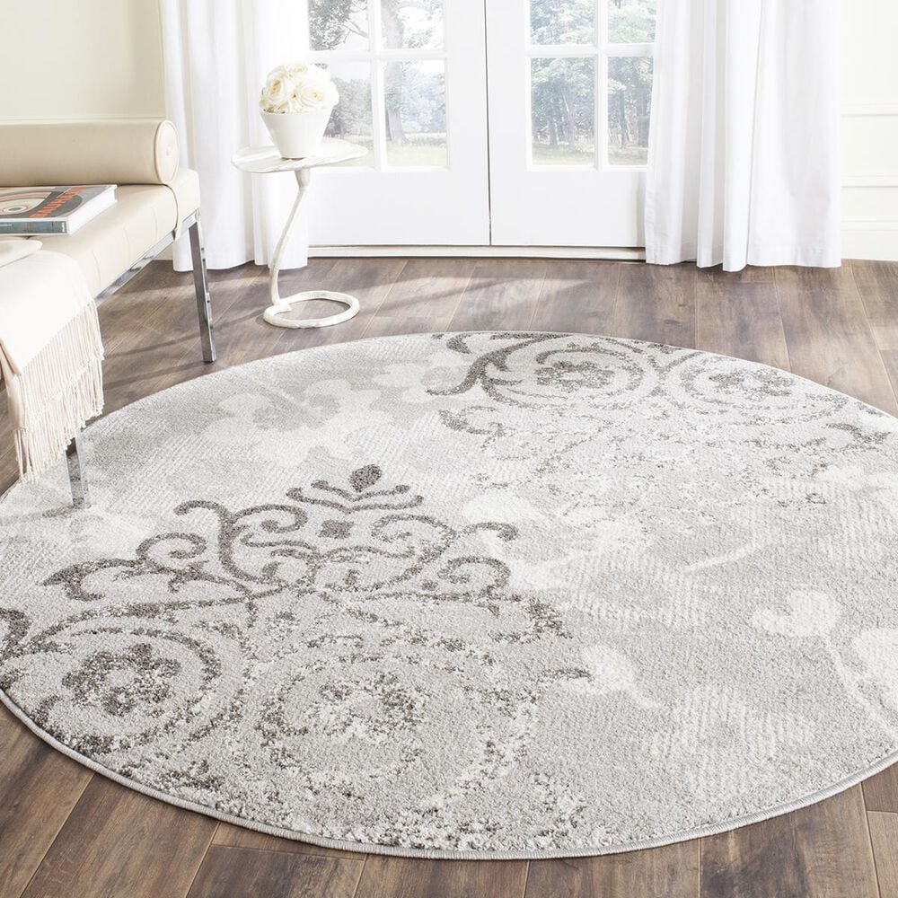 Safavieh Adirondack ADR114B-10R 10" x 10" Silver/Ivory Round Rug, , large