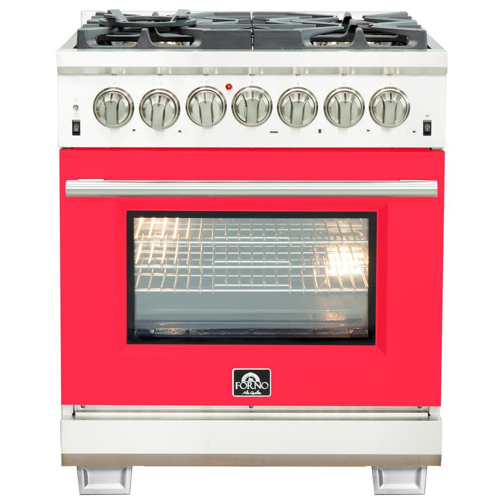 Forno Capriasca 30" Freestanding Dual Fuel Range in Red and Stainless Steel, , large