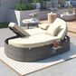 HOMLUX 2-Person Outdoor Daybed with Adjustable Backrests and Foldable Cup Trays in Beige, , large