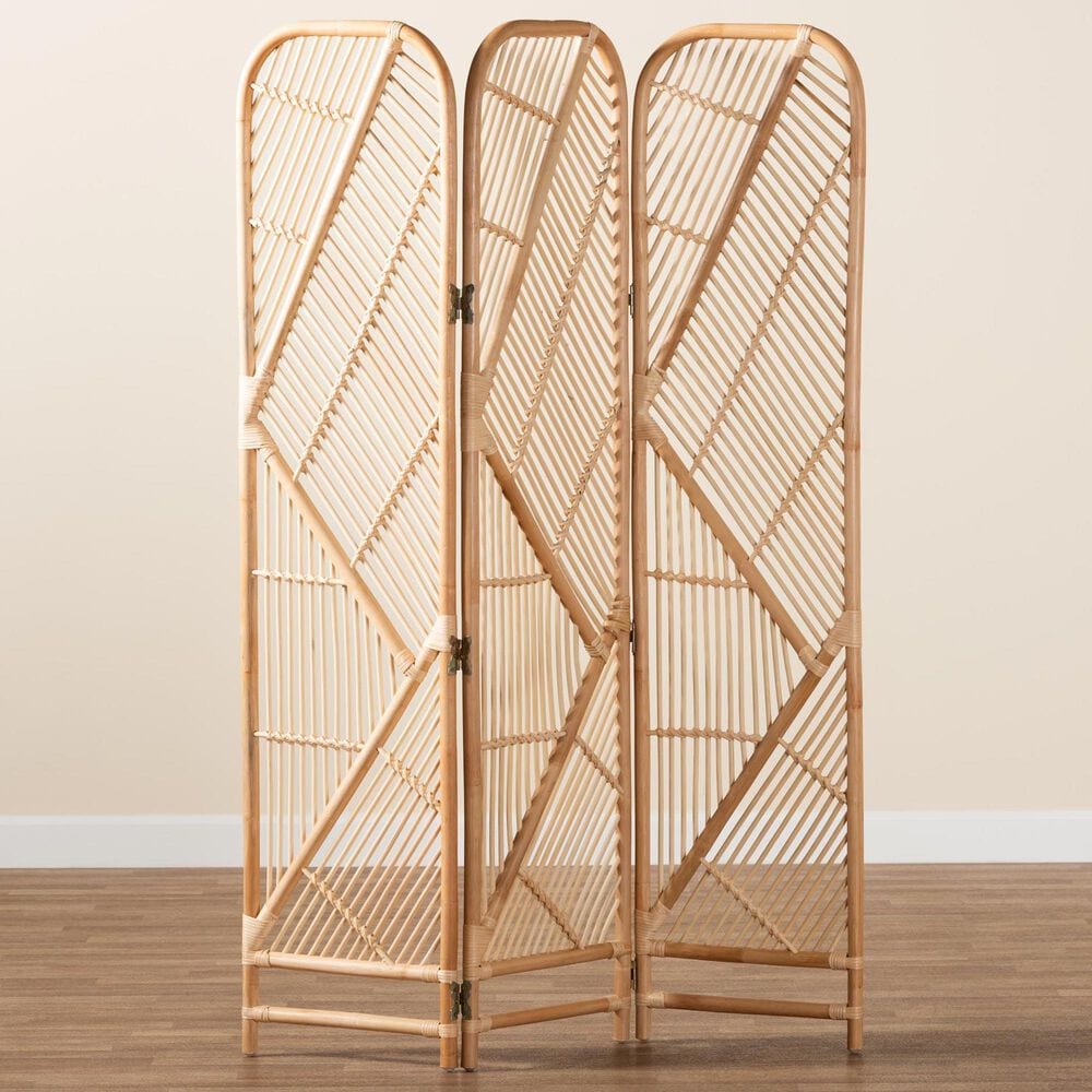 Baxton Studio Firenze Rattan Room Divider in Natural Brown, , large