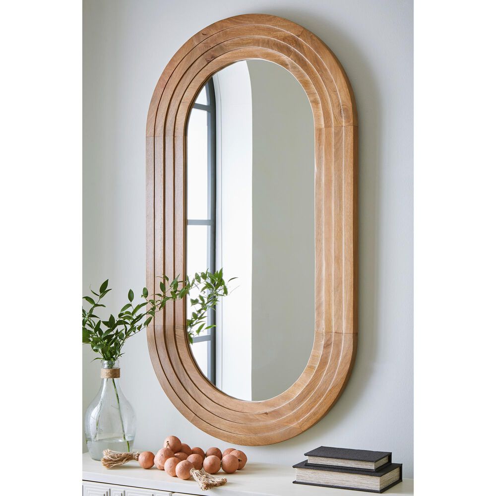 Ashley Daverly Accent Wall Mirror in Light Brown, , large