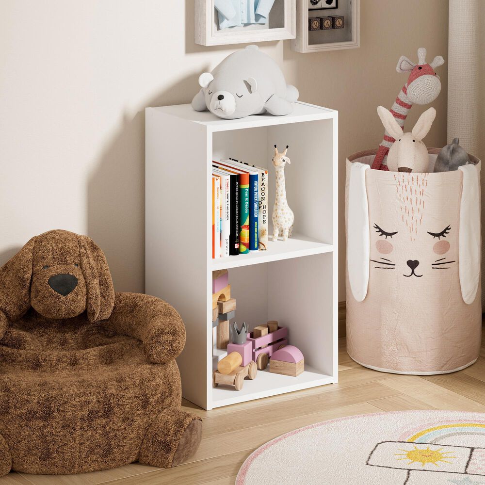 HOMLUX 2-Tier Open Shelf Bookcase in White, , large