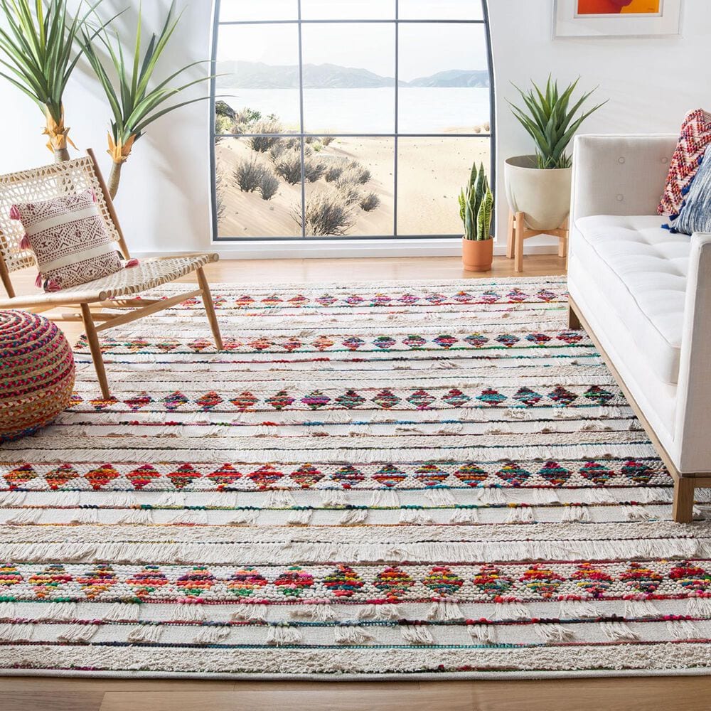 Safavieh Natura NAT657A 9&#39; x 12&#39; Ivory and Red Area Rug, , large
