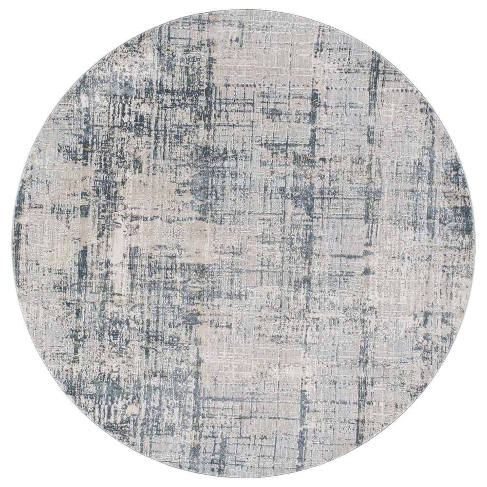Surya Brunswick 5"3" Round Pale Blue, Dusty Sage, Olive, Teal, Taupe, Light Gray, White and Navy Area Rug, , large
