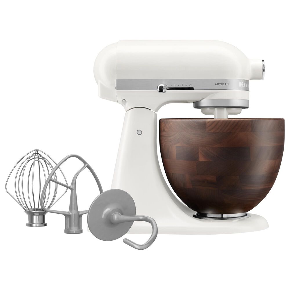 KitchenAid 5-Quart Tilt-Head Stand Mixer with Walnut Wood Bowl in Porcelain White, , large