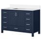 Lexora Home Jacques 48" Single Bathroom Vanity in Navy Blue with 2 cm White Cultured Marble Top and Rectangular Sink, , large