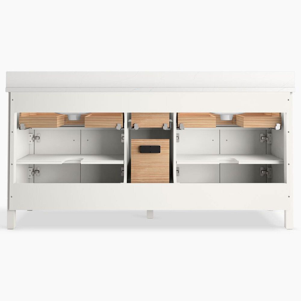 Kohler Malin 72" Double Bathroom Vanity in White with 3 cm White Quartz Top and Rectangular Sinks, , large