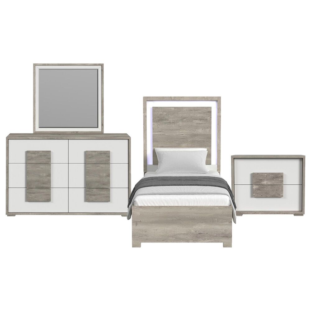 Mayberry Hill San Matteo 4-Piece Twin Bedroom Set in Ash Grey and White, , large