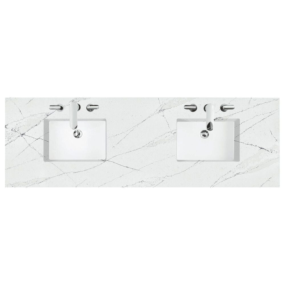 James Martin Vanities Brookfield 72&quot; Double Bathroom Vanity in Country Oak with 3 cm Ethereal Noctis Quartz Top and Rectangle Sinks, , large