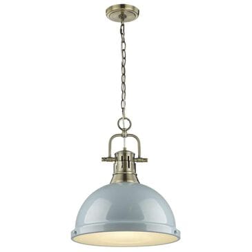 Golden Lighting Duncan 1-Light Pendant with Chain in Aged Brass with a Seafoam Shade, , large
