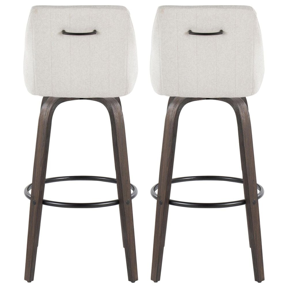 LumiSource Hannah Swivel Bar Stool with Cream Fabric Upholstery in Walnut and Black (Set of 2), , large