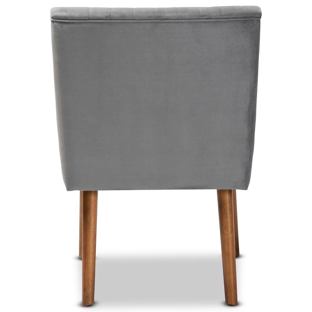 Baxton Studio Alvis Side Chair with Grey Velvet Cushion in Walnut Brown, , large