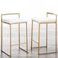 Lumisource Fuji High Back Counter Stool with White Faux Leather Cushion in Gold (Set of 2), , large
