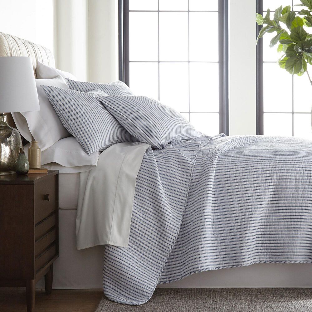 Levtex Tobago 3-Piece Stripe King Quilt Set in Blue and White, , large