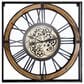 Yosemite Home Decor Iron Framed Gear Wall Clock in Black and Gold, , large