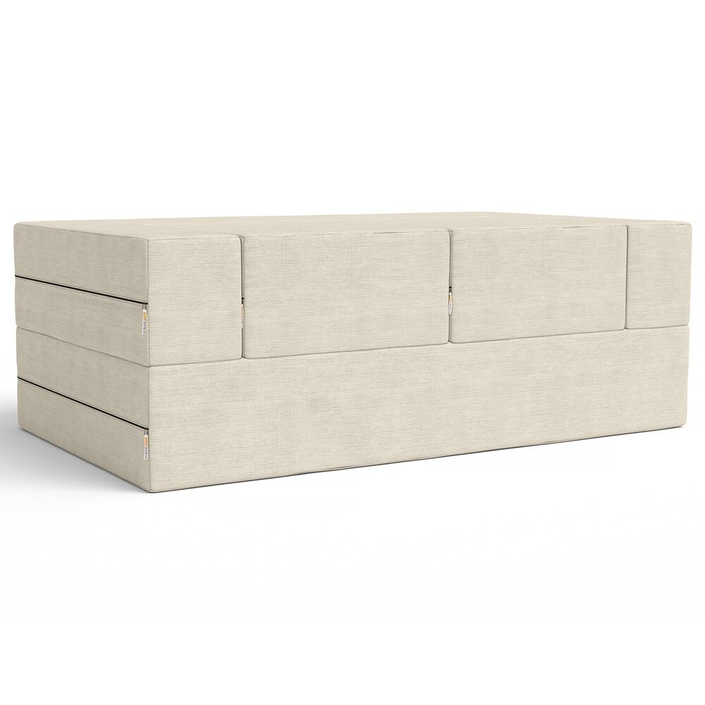 Jaxx Zipline 3-Piece Stationary Convertible Sleeper Loveseat in Ivory Velvet, , large