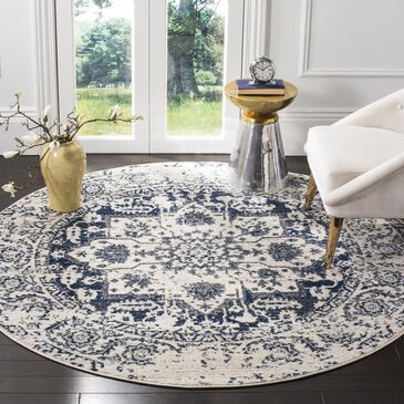 Safavieh Madison MAD603D-5R 5" Round Cream/Navy Area Rug, , large