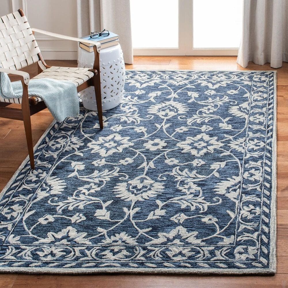 Safavieh Micro-Loop 5&#39; x 8&#39; Navy and Taupe Area Rug, , large