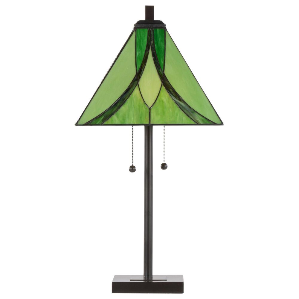 LumiSource Ren Table Lamp with Green Glass Shade in Oil Rubbed Bronze, , large