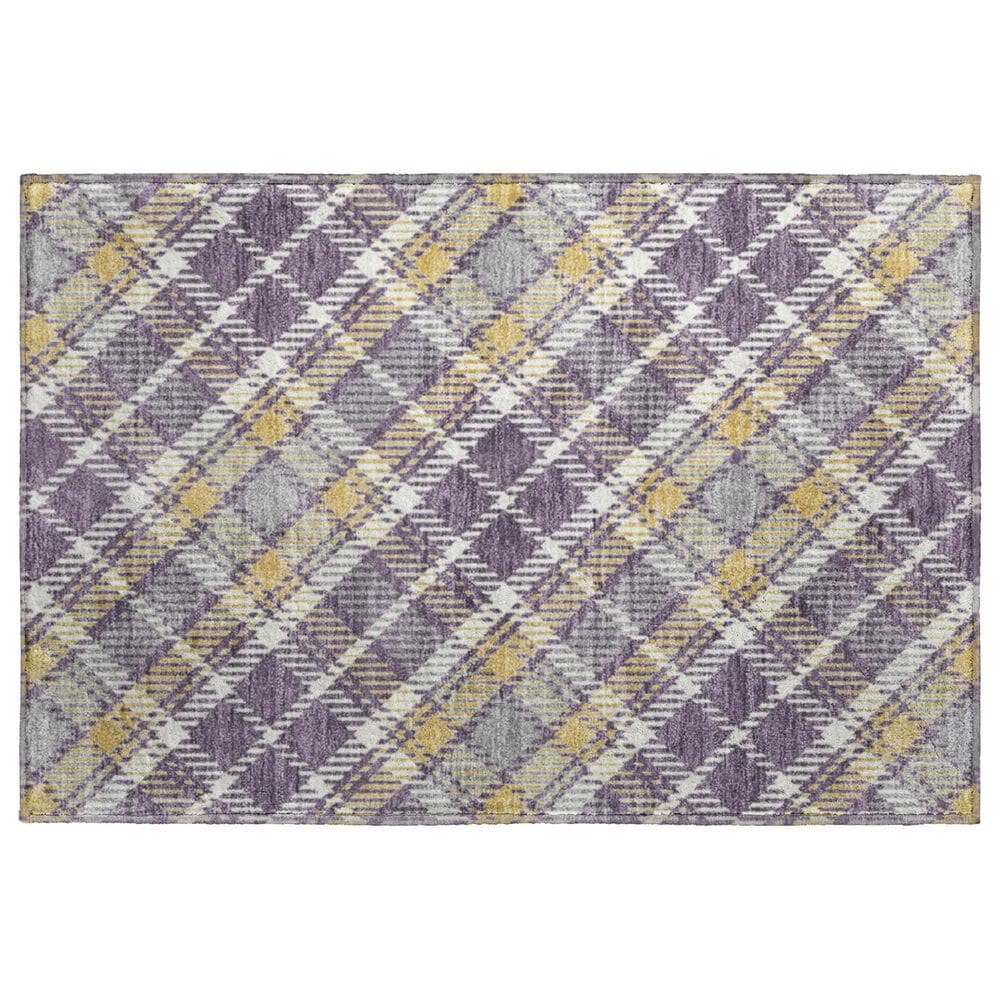 Dalyn Rug Company Soft Essentials Plaid Plum 2"6" x 3"10" Indoor/Outdoor Area Rug, , large
