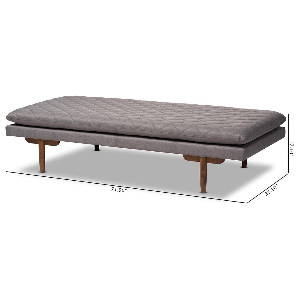 Baxton Studio Marit Twin Daybed with Grey Upholstered in Walnut, , large