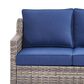 Hearth and Haven Outdoor Sofa with Cushions and Gray Wicker in Blue, , large
