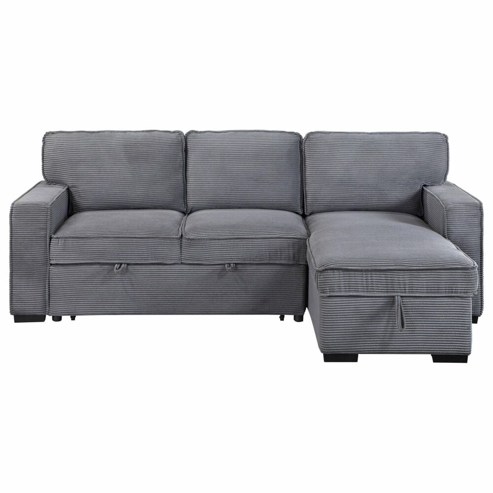 Modern Market Stationary Sofa Bed with Reversible Chaise in Light Grey, , large