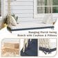 Hearth and Haven Topmax Outdoor Hanging Porch Swing Bench with Beige Cushion in Gray, , large