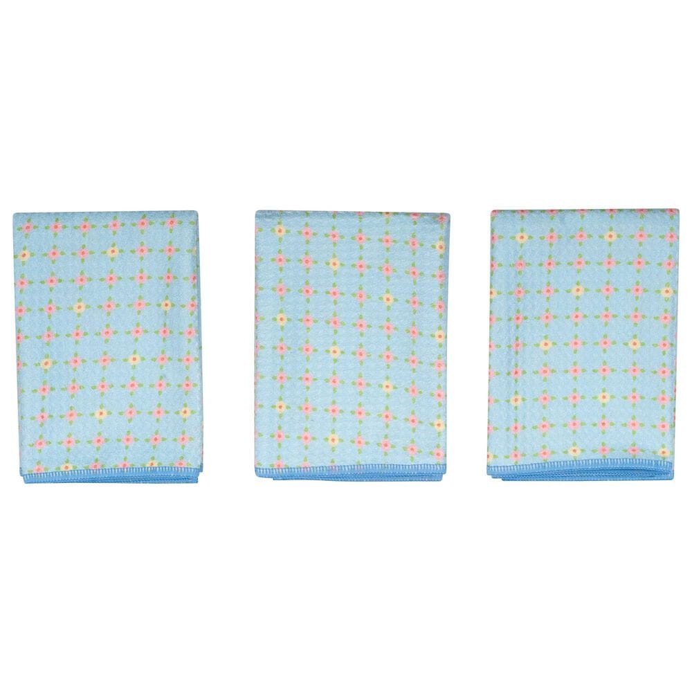 Once Again Home Wildflower Garland Reversible Mighty Mini Towel in Light Blue &#40;Set of 3&#41;, , large
