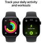 Apple Watch Series 11 (GPS) 46mm Aluminum Case with Black Sport Band - M/L in Jet Black and 2-Year AppleCare+, , large