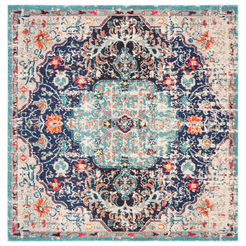 Safavieh Madison MAD447Z 5" Square Black and Teal Area Rug, , large