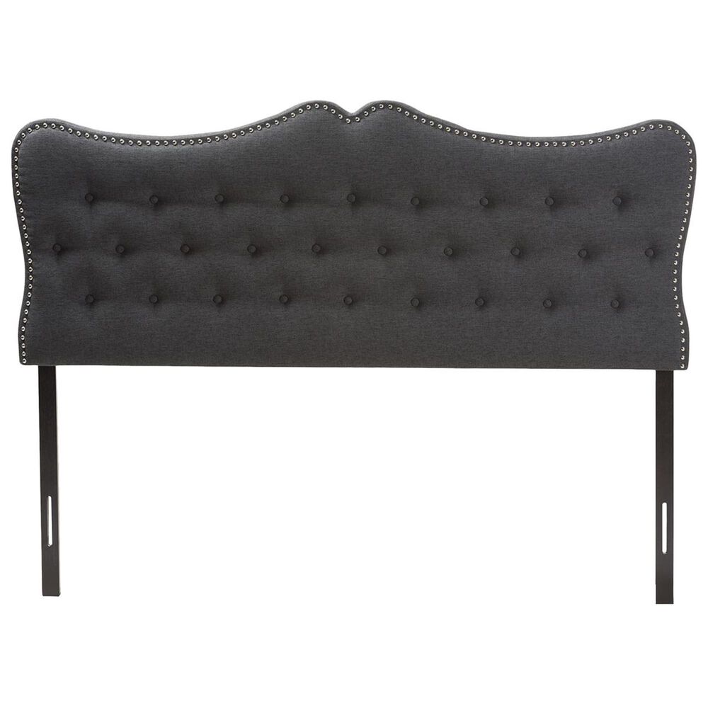 Baxton Studio Emma Queen Upholstered Headboard in Dark Grey, , large