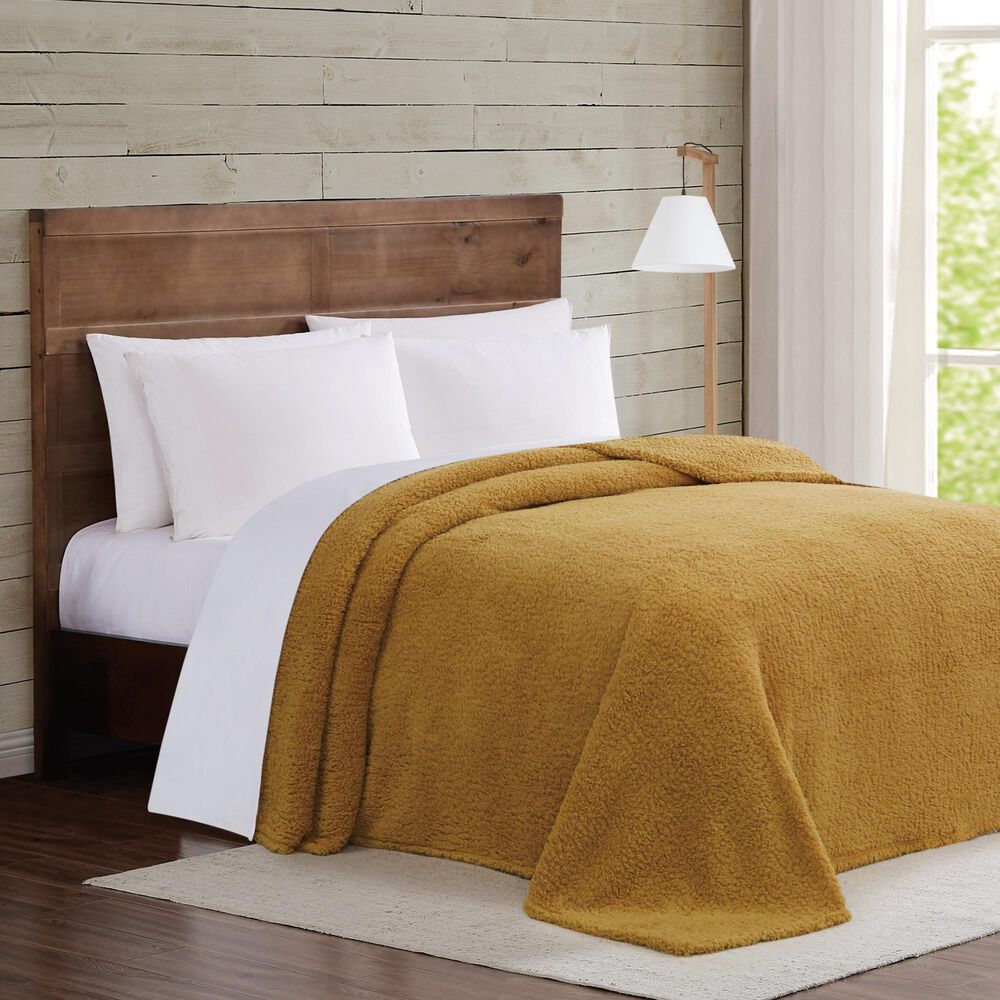 Pem America Brooklyn Loom Marshmallow King Blanket in Mustard, , large