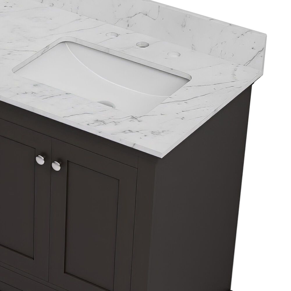 Lexora Home Dukes 60" Double Bathroom Vanity in Espresso with 2 cm White Carrara Marble Top and Rectangular Sinks, , large
