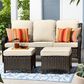 HOMLUX 3-Piece 72" Patio Sofa and Ottoman Set with Brown Wicker in Beige, , large