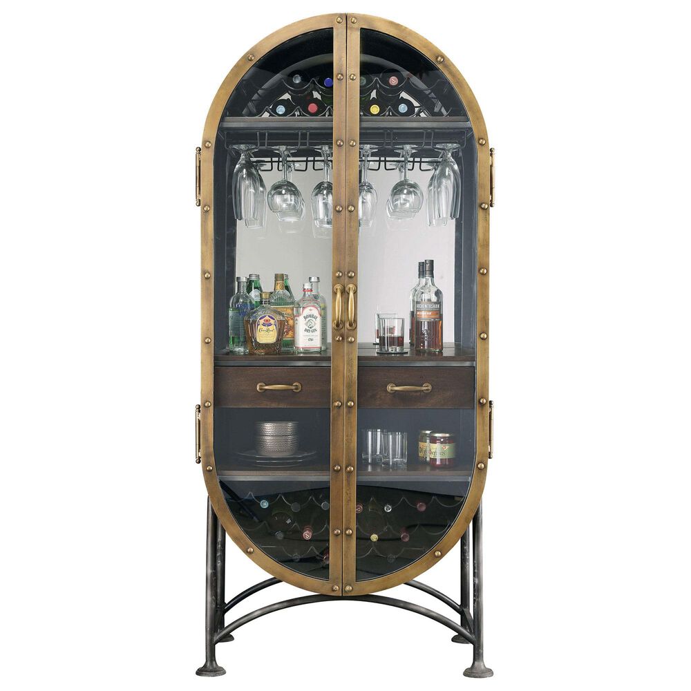 Howard Miller Boilermaker Wine and Bar Cabinet in Charcoal Gray and Aged Brass, , large