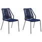 Blue River Clip Outdoor Dining Chair with Blue Woven Seat in Black (Set of 2), , large