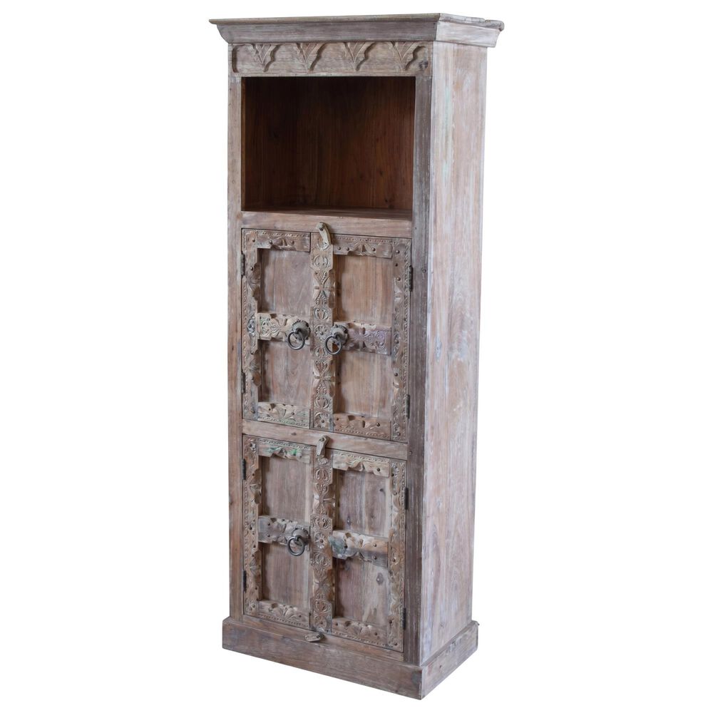Jaipur Home One of a Kind Old World Royal Document Bookcase in Grey and White, , large