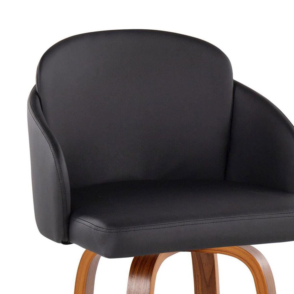LumiSource Dahlia Swivel Bar Stool with Black Upholstery in Walnut and Chrome (Set of 2), , large