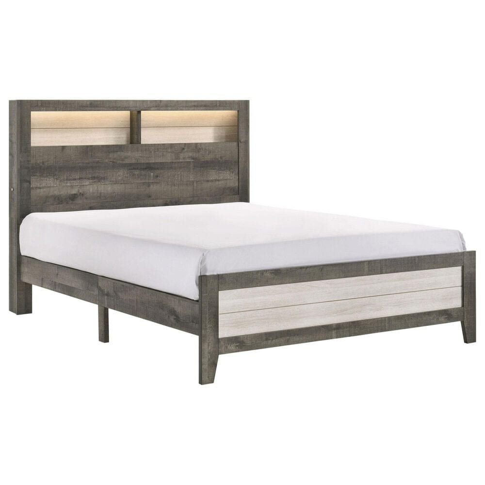Crown Mark Rhett King Platform Bed in Gray and White, , large