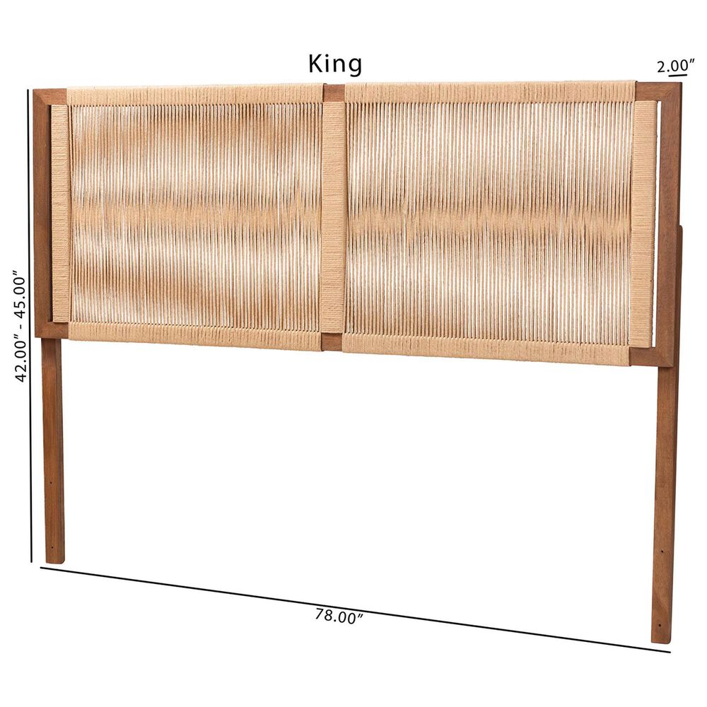 Baxton Studio Holitz King Headboard in Walnut Brown and Light Brown, , large